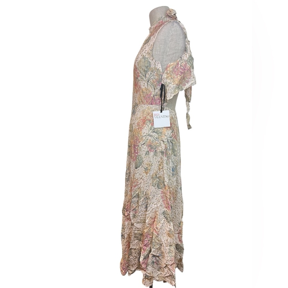 RED VALENTINO Cutout metallic floral chiffon midi dress - Picture 6 of 13